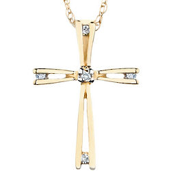 10K Yellow Gold Diamond Cross Necklace