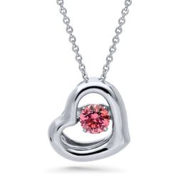 Platinum-Plated Open Heart Dancing Stone Pendant with Swarovski