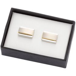 Engraved Two Tone Gold and Silver Metal Cufflinks