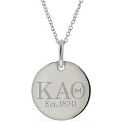 Kappa Alpha Theta Est. 1870 Sterling Silver Round Tag Necklace