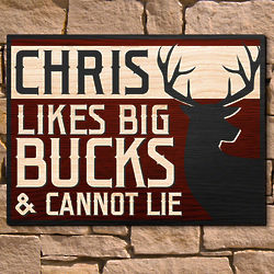 Likes Big Bucks Personalized Wooden Wall Sign