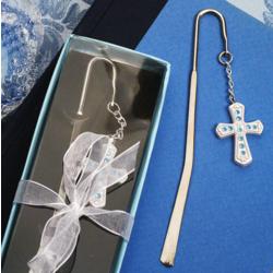 Cross Bookmark with Blue Crystals