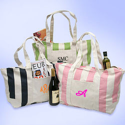 Personalized Striped Canvas Tote Bag