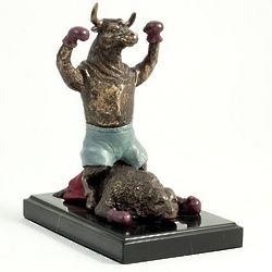 Bull Beats the Bear Sculpture