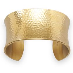 14K Gold Plated Stainless Steel Hammered Cuff Bracelet
