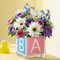 Bouquet in Baby Block Cube