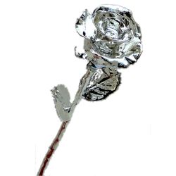 12" Silver Plated Rose Open Bud