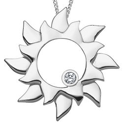 Diamond Sun Pendant in Sterling Silver