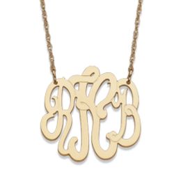Small 14K Yellow Gold 3 Initial Monogram Necklace