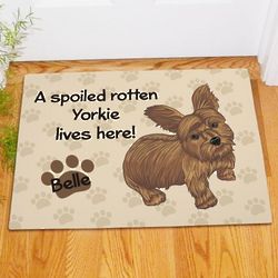 Personalized Yorkie Spoiled Here Doormat