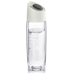 Push Button Clear Glass Water Bottle with Rhinestones