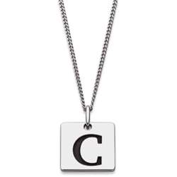Sterling Silver Square Single Initial Necklace
