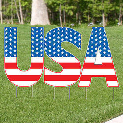 USA Letters and Flag Yard Sign
