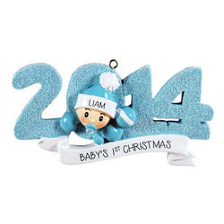 2014 Baby Boy's Blue Glitter First Christmas Ornament