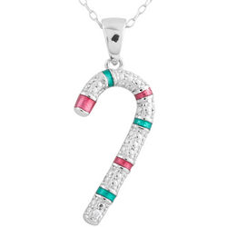 Candy Cane Necklace with Diamond Accent