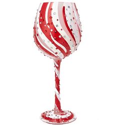 Peppermint Swirl Super Bling Wine Glass