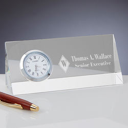 Personalized Executive Crystal Triangle Side Clock
