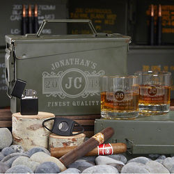All the Vices Personalized Marquee Gift Set for Men in Ammo Can