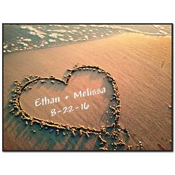 Personalized Beach Sand Heart Lithograph
