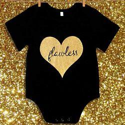 Flawless Gold Glitter Heart Infant Bodysuit