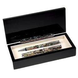 Personalized Mother of Pearl & Abalone Dual Pen Gift Set