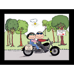 Personalized Motorcycle Couple Cartoon Print
