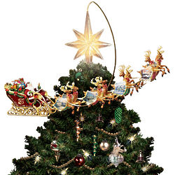Revolving Santa's Sleigh and Star Christmas Tree Topper