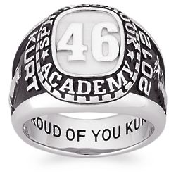 Men's Sterling Silver Personalized Top Traditional Class Ring