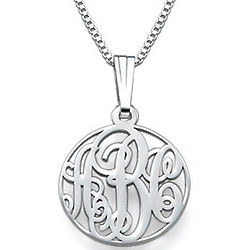 XS Circle Monogrammed Necklace in Sterling Silver