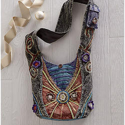 Crochet Flower Embellished Shoulder Bag