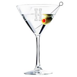 Classic Martini Cocktail Glass with Rhinestones