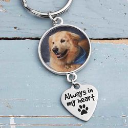 Always in My Heart Personalized Pet Photo Key Chain