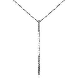 14K White Gold Diamond Bar Drop Necklace