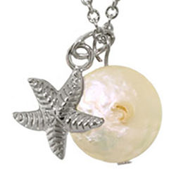 Sterling Silver Sea Starfish with Pearl Pendant