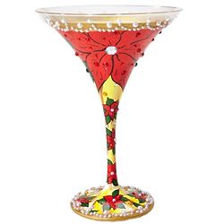 Poinsettia Martini Glass