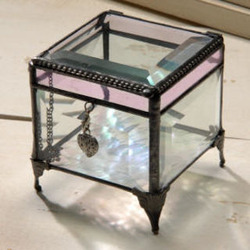 Pink Waterglass Stained Glass Keepsake Box with a Charm