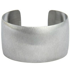Silver Steel Wide Cuff Bracelet with Brushed Finish
