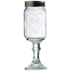 Personalized You + Me Mason Jar Wine Glass