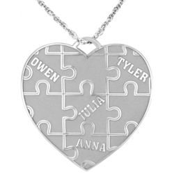 Personalized Names Simple Puzzle Heart Necklace