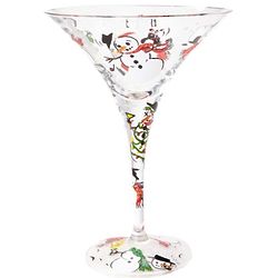 Frosty Loves To Party Martini Glass