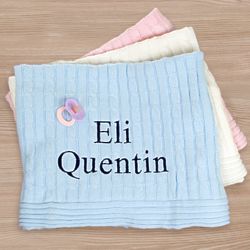 Personalized Cable Knit Cotton Baby Blanket