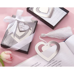 Love Story Heart Bookmark with Elegant Silk Tassel Wedding Favor