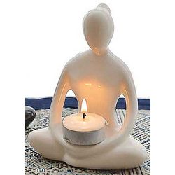 Silent Serenity White Candle Holder