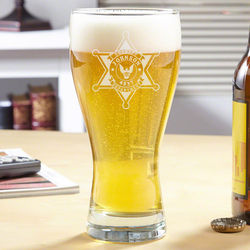 Sheriff Badge Personalized Pilsner Glass