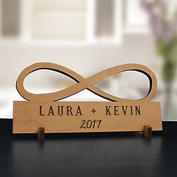 Engraved Infinity Cutout Wood Plaque