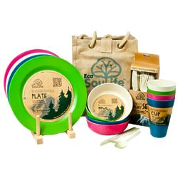37-Piece Bamboo Picnic Set for 4