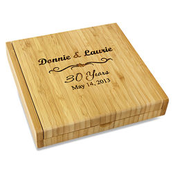 Personalized Anniversary Bamboo Cheese Board with Tools