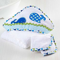 Whale Splash Party Hooded Towel and Bath Toys