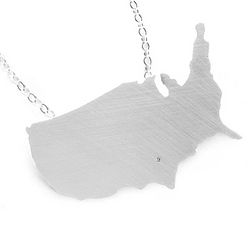 Sterling Silver United States Necklace with Diamond Accent