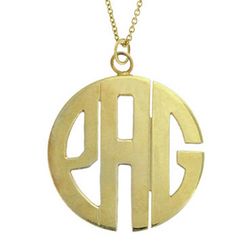 Gold Vermeil Block Style Monogram Necklace